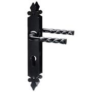 en stock ENSEMBLE POIGNEE DE PORTE POUR VERROU CYLINDRE POUR SALLE DE BAIN OU TOILETTES ALUMINIUM STYLE FER FORGE TORSADE RUSTIQUE RETRO CAMPAGNE FERME
