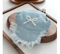 En stock Vêtements populaires pour chiens et chats pour animaux de compagnie, ventes directes d'usine, nouveau style printemps et automne, jupe bouffante en denim de mariée (chapeau de soleil nœud