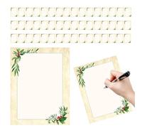 En-Tête de Noël - 50 Feuilles avec Design de Bordures Festives pour les Fêtes - En-tête de Fêtes de Noël - Pour Écrire Lettres Notes Invitations De Mariage Et Cartes De Vœux