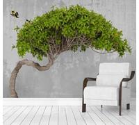En Trois Dimensions Frais Vert Arbres Petits Oiseaux Papier Peint 3D Installation Facile Intissé Tapisserie Bureau Salon Canapé Chambre Décoration Murale-200cm×140cm