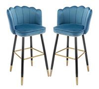 en Velours Cuisine chaises comptoir Chaise de Bar Petit-déjeuner arrière avec Dossier, tabourets à Manger pour îlot, Maison, bistrot (Bleu, cm '')