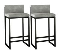 en Velours selles chaises Bar sans Bras, Chaise Manger comptoir avec Dos Bas Repose-Pieds, tabourets d'îlot de Cuisine rembourrés pour pub à Domicile, Bistro (Gris, cm '')