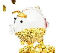 en Verre, Cochon Transparent - Grande Banque de pièces de Cochon Fantaisie | Nouveauté incassable, Adorable Petite Banque de pièces créative pour Anniversaire, fête des, Festival et Anniversaire