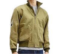 Enab Clothing Brad Fury Pitt Wardaddy Veste bomber militaire en coton avec fermeture éclair sur le devant pour homme Kaki, kaki, L