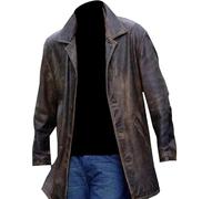 Enab Clothing Dean Winchester Supernatural Trench en cuir véritable marron vieilli pour homme, marron, L