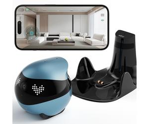 Enabot EBO Air 2 Robot compagnon avec surveillance en temps réel intelligente et interaction à distance avec les animaux - Bleu geai
