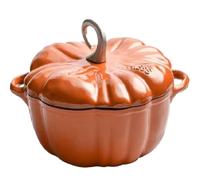 Enameled Cast Iron Pumpkin Dutch Oven with Lid, 4-Quart Pot for Stews, Soups, Roasting & Baking，Serves 3-5，Halloween & Thanksgiving Gift for Culinary Lovers (Orange,7.9in)