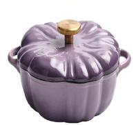 Enameled Cast Iron Pumpkin Dutch Oven with Lid, 4-Quart Pot for Stews, Soups, Roasting & Baking，Serves 3-5，Halloween & Thanksgiving Gift for Culinary Lovers (Purple2,6.3in)