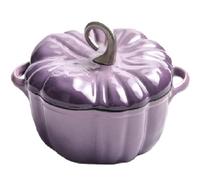 Enameled Cast Iron Pumpkin Dutch Oven with Lid, 4-Quart Pot for Stews, Soups, Roasting & Baking，Serves 3-5，Halloween & Thanksgiving Gift for Culinary Lovers (Purple1,9.8in)