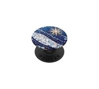 EnamelGalaxy Mosaic Glass Celestial Moon Navy PopSockets PopGrip Adhésif