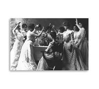 Enartly Impression sur toile Affiche 90s Black and White Retro The Woman Toasting Picture Print Modern Family Bedroom Decor Posters 60 * 90cm Senza Cornice