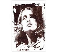 Enartly Toile Oeuvre Peinture Cantante folk country americano Joan Baez Retro-Sport Tela decorativa Arte da parete Soggiorno Poster Camera da letto 30 * 50cm Senza Cornice
