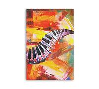 Enartly Toile Oeuvre Peinture Musica colorata Pianoforte Nota musicale Wallh Picture Print Modern Family Camera da letto decor poster 30 * 50cm Senza Cornice