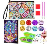 Enbagold Diamond Painting Enfant, Peinture Diamant Sac et Carnet A5, Loisir Creatif Enfant, Cadeau Fille 6 7 8 9 10 11 12 ans, Kit Creatif Enfant, Jouet Fille 6-12 ans -Mandala+2 Papillons