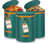 Enbagold Lot de 3 sacs à déchets de jardin, solides, de 272 l, avec couvercle et poignées, grands, sacs à déchets de jardin, sacs à déchets verts autoportants, sacs à déchets de jardin