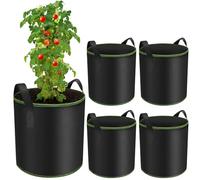 Enbagold Sac de Plantation 5 pièces 30L, Sac Plantation Pomme de Terre, Sacs à Plantes de Tomate avec Poignées, Sacs de Culture en Tissu Non tissé Pots pour Plantes, Fleurs, Fraises