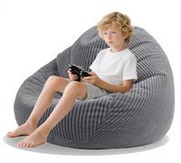 ENBAOHUI Pouf poire avec housse en fausse fourrure de 0,9 m en mousse à mémoire de forme pour enfants ou adolescents avec rembourrage, housse en velours côtelé doux et lavable avec poignée, tissu en