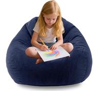 ENBAOHUI Pouf poire en mousse à mémoire de forme de 0,9 m pour adolescents ou enfants avec rembourrage et poignée, tissu en velours côtelé super doux et lavable, 0,9 m, bleu marine