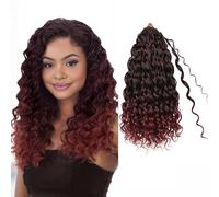 Enbeautiful 14 Inch 8 Packs Pre-Looped Ocean Wave Crochet Hair Pre-Twisted Deep Water Beach Curly Braiding Hair Synthetic Boho Wavy Curly Hair Extensions for Women（14 Inch,TBug）