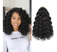 Enbeautiful 8 Packs Pre-Looped Ocean Wave Crochet Hair 10" 1B#