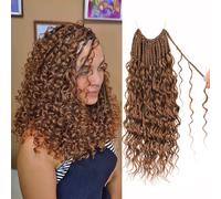 Enbeautiful Boho Box Braids Crochet Hair 14 Inch Pure Protein Fiber Goddess Box Braids Close to Human Hair 8 Packs Pre-Looped Bohemian Braiding with Curly Hair Extensions for Women(14 Inch,30#)