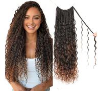 Enbeautiful Boho Box Braids Crochet Hair 24 Inch Pure Protein Fiber Goddess Box Braids Close to Human Hair 8 Packs Pre-Looped Bohemian Braiding with Curly Hair Extensions for Women(24 Inch,T30#)