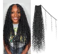 Enbeautiful Boho Faux Locs Crochet Hair 9 Packs 24 Inch Pre-Looped Goddess Soft Locs with Curly Ends Bohemian River Loc Crochet Hair Extensions for Women, 1B#