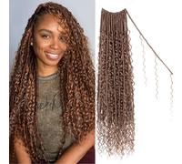 Enbeautiful Boho Faux Locs Crochet Hair 9 Packs 24 Inch Pre-Looped Goddess Soft Locs with Curly Ends Bohemian River Loc Crochet Hair Extensions for Women, 30#