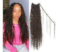 Enbeautiful Boho Faux Locs Crochet Hair 9 Packs 24 Inch Pre-Looped Goddess Soft Locs with Curly Ends Bohemian River Loc Crochet Hair Extensions for Women, 4#