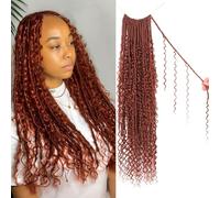 Enbeautiful Boho Faux Locs Crochet Hair 9 Packs 24 Inch Pre-Looped Goddess Soft Locs with Curly Ends Bohemian River Loc Crochet Hair Extensions for Women, 350#