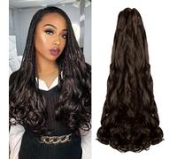 Enbeautiful French Curl Braiding Hair 24 Inch 8 Packs Pre Stretched French Curly Braids Loose Wavy Synthetic Curls Crochet Hair for Women with Curly Ends (24Inch,4#,8Packs)