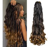 Enbeautiful French Curl Braiding Hair 24 Inch 8 Packs Pre Stretched French Curly Braids Loose Wavy Synthetic Curls Crochet Hair for Women with Curly Ends (24Inch,1B/4/30,8Packs)