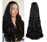 Enbeautiful French Curl Braiding Hair 24 Inch 8 Packs Pre Stretched French Curly Braids Loose Wavy Synthetic Curls Crochet Hair for Women with Curly Ends (24Inch,1B,8Packs)