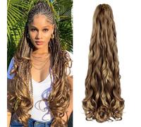 Enbeautiful French Curl Braiding Hair 24 Inch 8 Packs Pre Stretched French Curly Braids Loose Wavy Synthetic Curls Crochet Hair for Women with Curly Ends (24Inch,30#,8Packs)