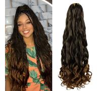 Enbeautiful French Curl Braiding Hair 24 Inch 8 Packs Pre Stretched French Curly Braids Loose Wavy Synthetic Curls Crochet Hair for Women with Curly Ends (24Inch,T30#,8Packs)