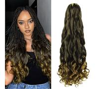 Enbeautiful French Curl Braiding Hair 24 Inch 8 Packs Pre Stretched French Curly Braids Loose Wavy Synthetic Curls Crochet Hair for Women with Curly Ends (24Inch,T27#,8Packs)