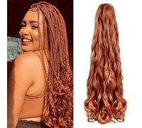 Enbeautiful French Curl Braiding Hair 24 Inch 8 Packs Pre Stretched French Curly Braids Loose Wavy Synthetic Curls Crochet Hair for Women with Curly Ends (24Inch,350#,8Packs)