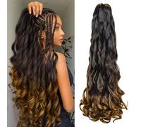 Enbeautiful French Curl Braids 8 Packs Synthetic Crochet Braids 24" 1B/4/30