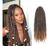 Enbeautiful Marley Twist Hair 24 Inch 8packs Marley Twists Braiding Hair Long Cuban Twist Hair Pre Fluffed Afro Kinky Curly Twists Crochet Hair Synthetic Marley Braids Extensions,1B/30#