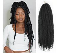 Enbeautiful Marley Twist Hair 24 Inch 8packs Marley Twists Braiding Hair Long Cuban Twist Hair Pre Fluffed Afro Kinky Curly Twists Crochet Hair Synthetic Marley Braids Extensions,1B#