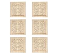 Enbebamd Appliques en Bois de 6 pcs et onlays, Appliques en Bois décoratives carrées de 2x2 Pouces, décalcomanies Meubles sculptés pour Le Miroir la Porte Armoire décoration Meubles muraux