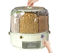 Enbebamd Conteneur de rangement de riz 30L DISTRANNEMENT RICE ROTATIF 6-GRID CERREAL DISPENSER AVEC COULEUR ATTRANGÉ ET TAPE POUR LA GRAIN ALIMENT