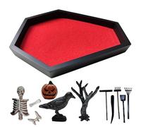 Enbebamd Jardin Zen pour Le Bureau, Forme irrégulière Mini kit de Jardin Zen Accessoires Goth pour Le Bureau Halloween Cercueil Spooky décor Sable Plateau Gothique Gothic offitszen pour Le