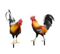 Enbebamd Ornement de Jardin State Rooster Statue réaliste Rooster Figurine Sculpture Poulet Art Decoration Jardin Ornement Animal pour la pelouse Home 2pcs Figurine