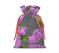 Encadrement de fleurs lilas dans un sac de Noël avec cordon de serrage, 12 x 17 cm pour emballage cadeau d'anniversaire de fête de Noël