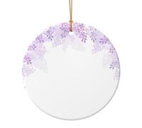 (Encadrement de fleurs lilas en fleur) 10 cm Arbre de Noël Ornements Pendentifs ronds en céramique Décoration de Noël pour roman