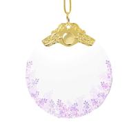 Encadrement de fleurs lilas en fleur de Noël à suspendre, pendentif rond en verre pour sapin de Noël, décoration de maison festive