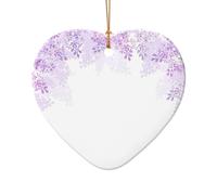 Encadrement de fleurs lilas en fleur de sapin de Noël à suspendre, pendentif étoile et cœur en céramique pour sapin de Noël décoration de vacances