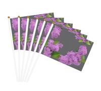 Encadrement de fleurs lilas en fleur - Drapeau à main pratique - Polyvalent - Pour les fêtes, les défilés, les décorations de vacances