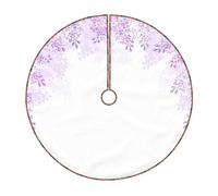 Encadrement de fleurs lilas en fleur imprimé jupe de sapin de Noël en lin pour décoration intérieure, fête et réveillon du Nouvel An